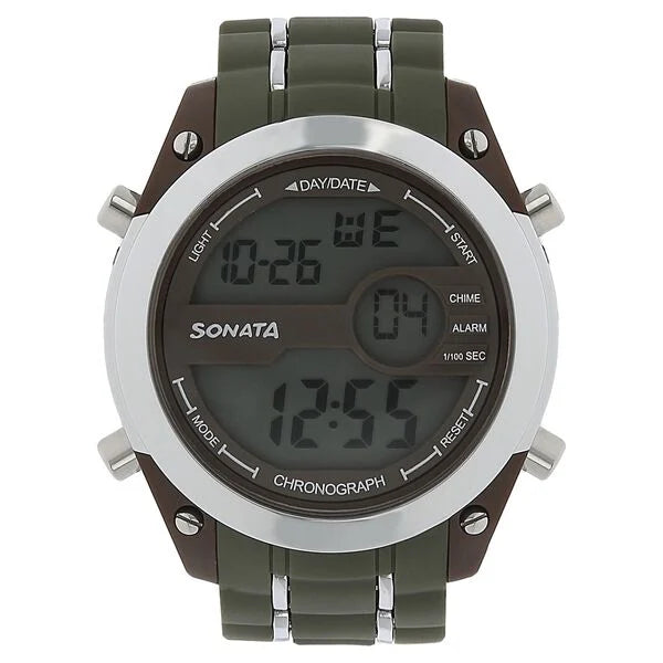 SF Digital Dial Green Plastic Strap Watch for Men 77034pp02