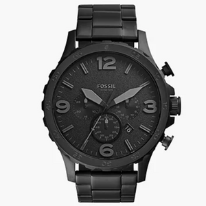 Fossil Nate Chronograph Black Stainless Steel Watch JR1401 - KRISHNA WATCH COMPANY
