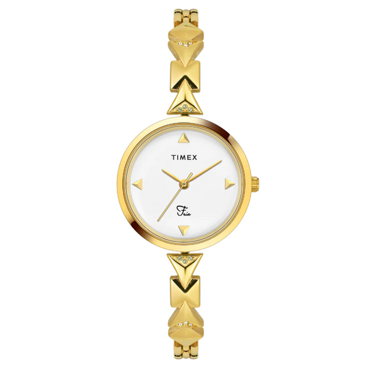 Timex Fria Female White Analog Brass Watch TWEL18301