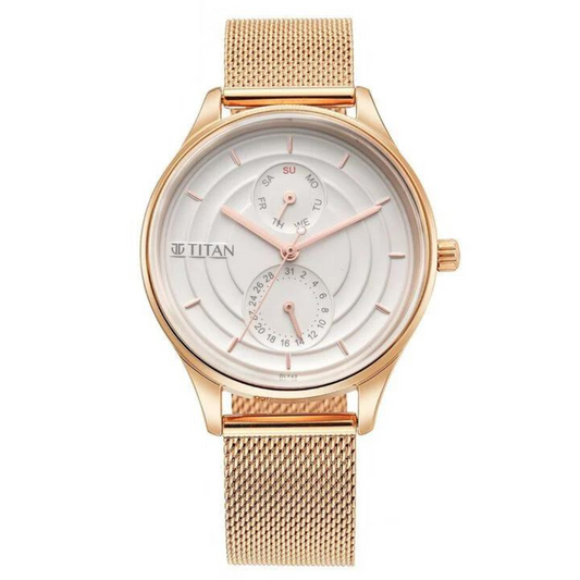 Titan Neo Workdays Silver Dial Quartz Multifunction Stainless Steel Strap watch for Women 2670WM07