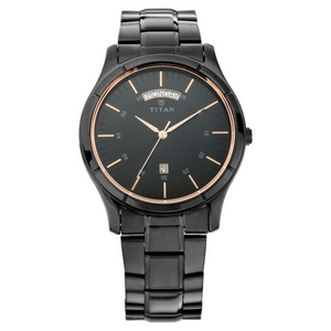Titan Quartz Analog with Day and Date Black Dial Watch for Men - 1767NM01 - KRISHNA WATCH COMPANY
