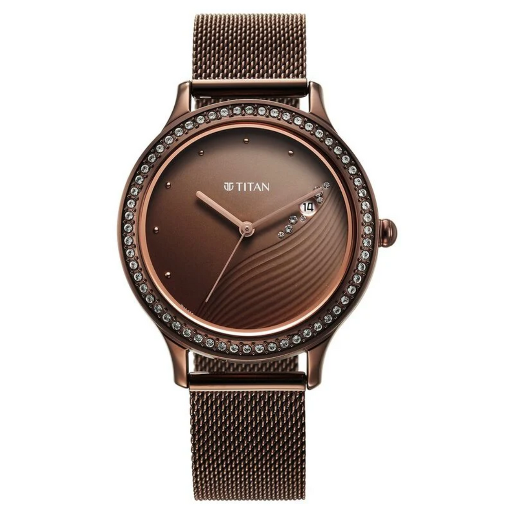 Titan Purple Glam It Up Brown Dial Analog with Date Watch for Women - 2634QM01 - KRISHNA WATCH COMPANY