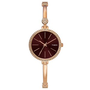 Timex Fria Women Brown Dial Round Analog Brass Dial Watch TWEL18403 - KRISHNA WATCH COMPANY