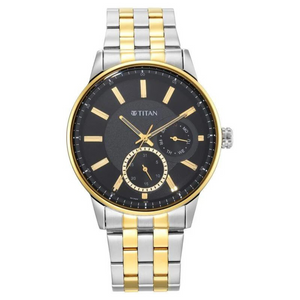Titan Regalia Opulent Black Dial Quartz Multifunction Watch for Men - 9441BM02 - KRISHNA WATCH COMPANY