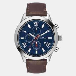 Men's Blue Round Chronograph Leather Watch TWEG18511 - KRISHNA WATCH COMPANY