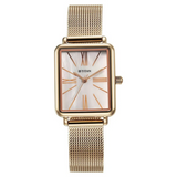 Titan Slimline Quartz Analog Mother Of Pearl Dial Rose Gold Stainless Steel Strap Watch for Women 95181WM01