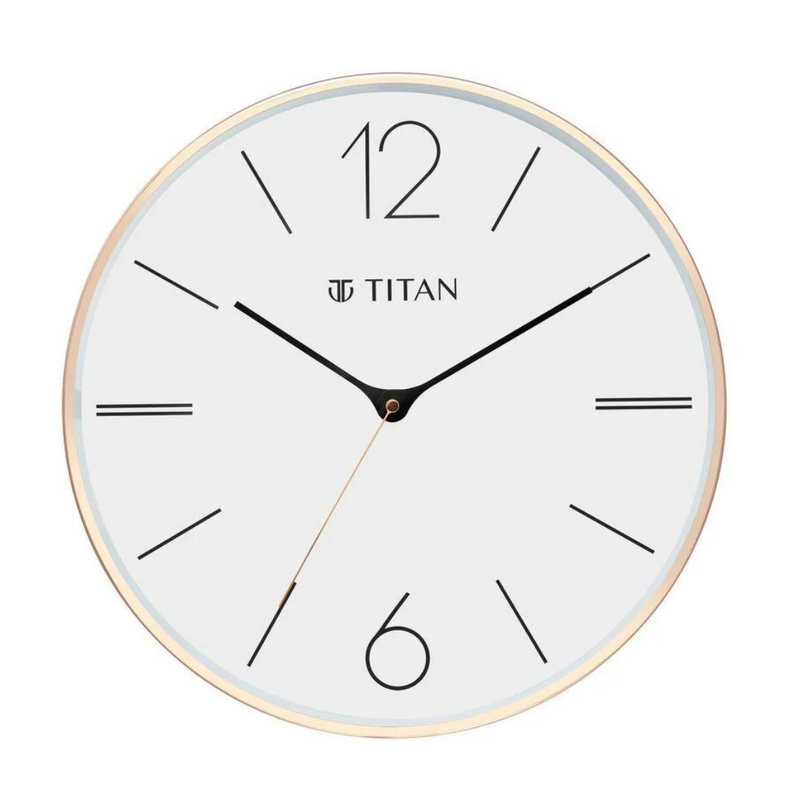 Titan Gold Wall Clock with Silent Sweep Technology - W0058MA01 - KRISHNA WATCH COMPANY