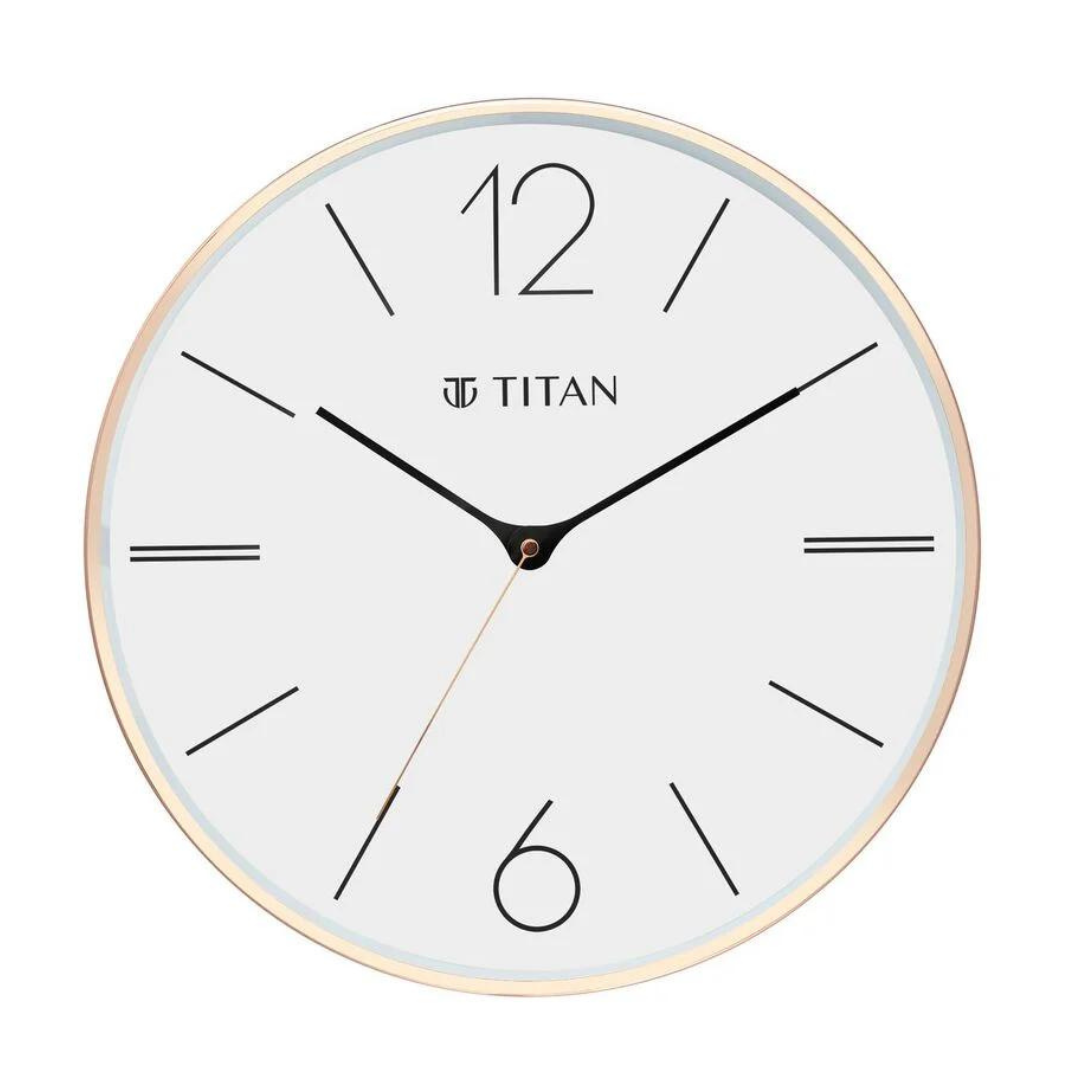 Titan Gold Wall Clock with Silent Sweep Technology - W0058MA01 - KRISHNA WATCH COMPANY