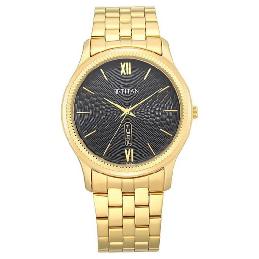 Titan Black Dial Metal Strap Watch 1824YM01