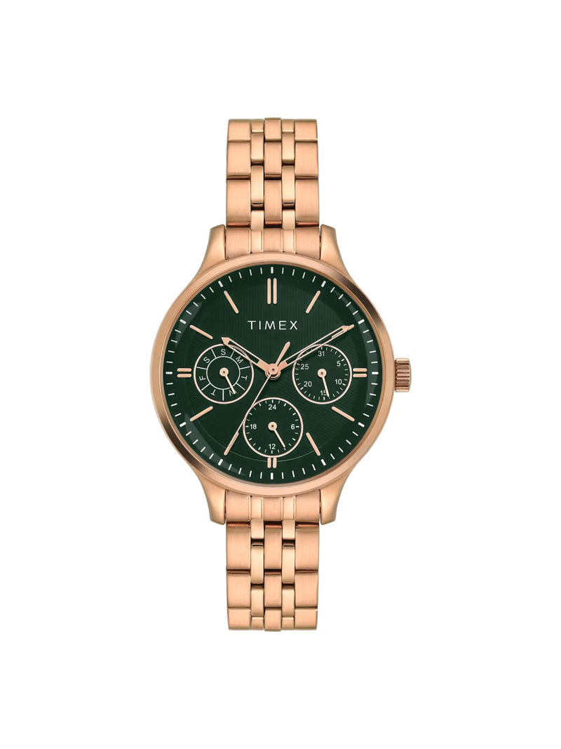 TIMEX Trendline Green Round Dial Analog Women's Watch - TWEL14836 - KRISHNA WATCH COMPANY