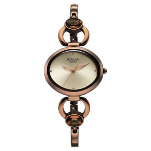 Titan Raga Viva Quartz Analog Champagne Dial Metal Strap Watch for Women 2621QM02 - KRISHNA WATCH COMPANY