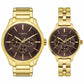 Timex Fashion Collection Premium Quality Multifunction Pair's Analog Brown Dial Coloured Quartz Watch, Round Dial With 44 Mm Case Width - TW00PR297