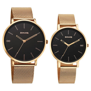 Sonata Soulmate Couple Analog Watch 7715087073WM01 - KRISHNA WATCH COMPANY
