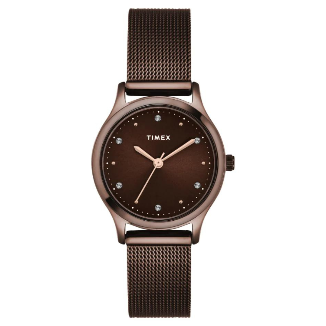 Timex Women Brown Round Analog Dial Watch- TW0TL8718