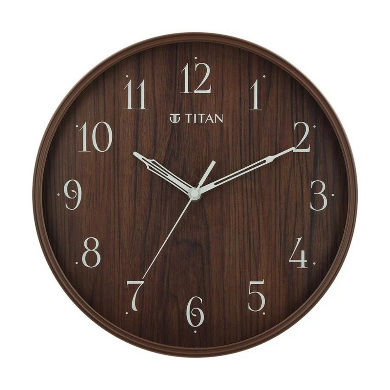 Titan Woodgrain Whispers - Dark Brown Contemporary Wall Clock