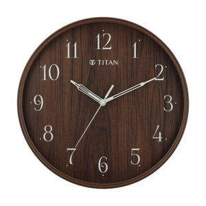 Titan Woodgrain Whispers - Dark Brown Contemporary Wall Clock - KRISHNA WATCH COMPANY