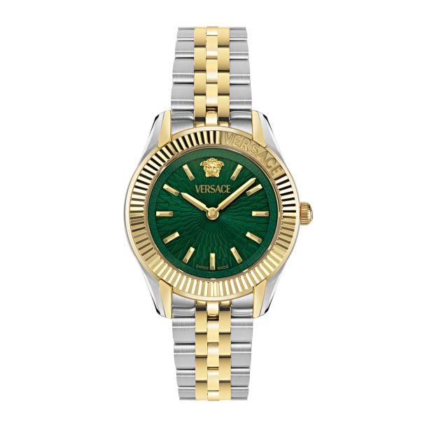 Versace Greca Time Petite Green Dial Two-Tone Stainless Steel Bracelet Watch 30mm - VE9CA0324 - KRISHNA WATCH COMPANY