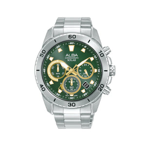 ALBA Green Dial Solar Chronograph Watch AZ5011X1 - KRISHNA WATCH COMPANY