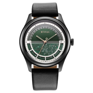 Titan Engineer Exclisives Black Dial Analog Leather Strap Watch for Men 1805QL03 (DN146) - KRISHNA WATCH COMPANY