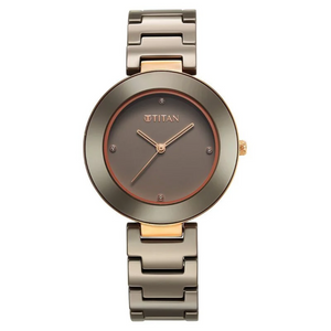 Titan Purple Ceramics Quartz Analog Brown Dial Ceramic Strap Watch for Women 95189KC09 - KRISHNA WATCH COMPANY