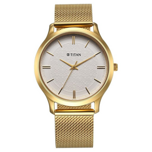 Titan Karishma Quartz Analog White Dial Stainless Steel Strap Watch for Men NT1825YM11 - KRISHNA WATCH COMPANY