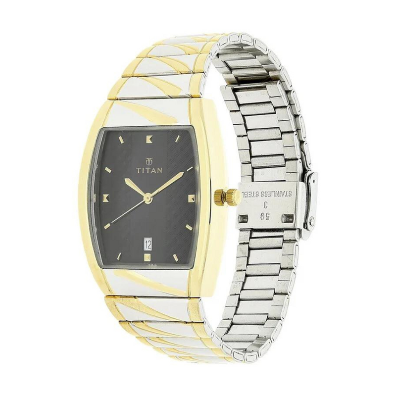 Titan Black Dial Silver Stainless Steel Strap Watch  9315BM02