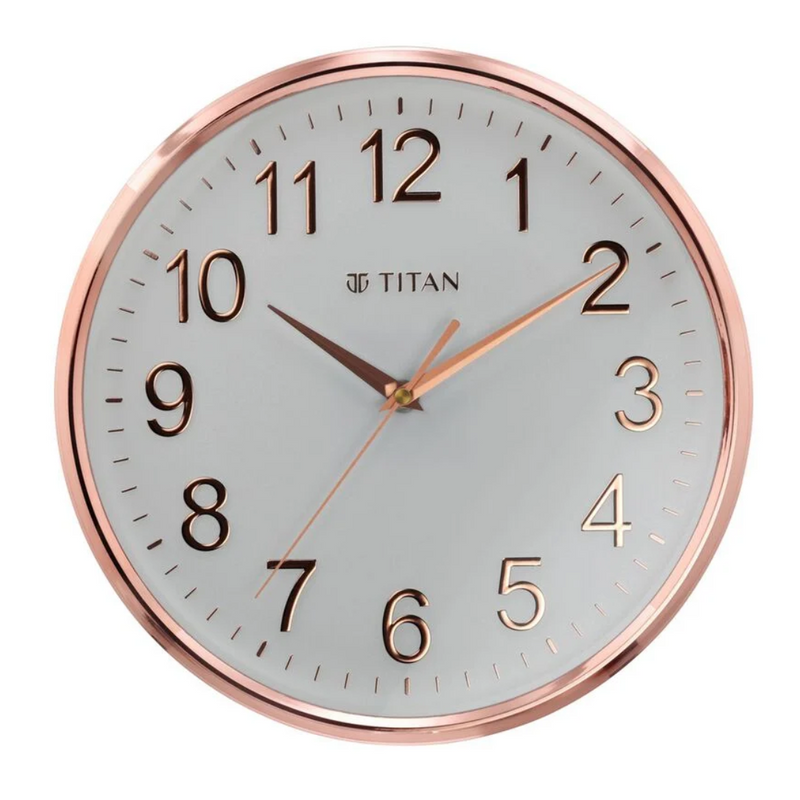 Titan Classic White Metallic Finish Wall Clock with Silent Sweep Technology - W0001PA02A