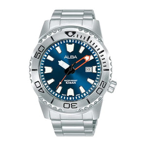 Alba Stainless Steel Analog Blue Dial Silver Strap Men's Watch AG8M07X1 - KRISHNA WATCH COMPANY