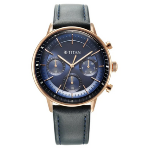 Titan Light Leathers Quartz Multifunction Blue Dial Stainless Steel Strap Watch for Men NT90171WL01 - KRISHNA WATCH COMPANY