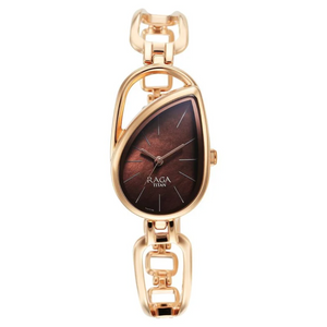 Titan Raga Chic Quartz Analog Brown Dial Rose Gold Metal Strap Watch for Women 2688WM01 - KRISHNA WATCH COMPANY