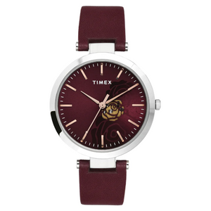 Timex Women Burgundy Round Analog Dial Watch- TW000X245 - KRISHNA WATCH COMPANY