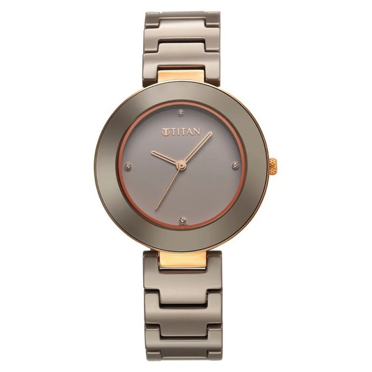 Titan Purple Ceramics Brown Dial Analog Ceramic Strap watch for Women 95189KC07