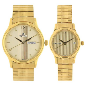Titan Bandhan Champagne Dial Stainless Steel Strap Watches - 1580YM05 - KRISHNA WATCH COMPANY