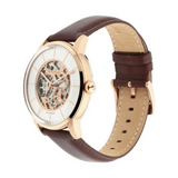 TITAN Automatic Watch with Silver White Dial & Brown Strap 90110WL03