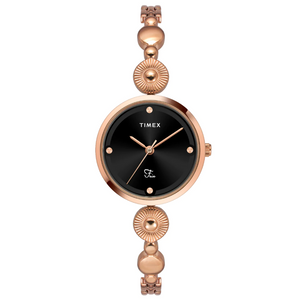 Timex Fria Women''S Black Dial Round Analog Brass Dial Watch TWEL18203 - KRISHNA WATCH COMPANY