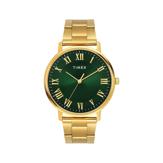 Timex Full Roman Green Dial St Steel Bracelet  Astrological  Men's Watch TW0TG8024