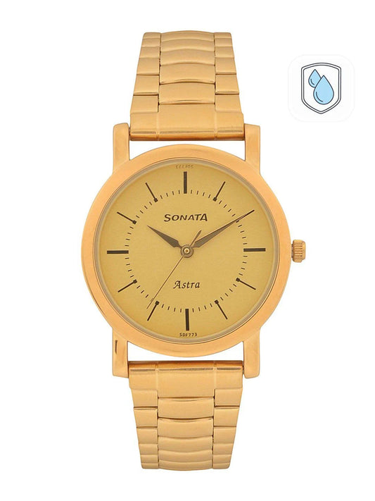 Sonata Analog Champagne Dial Men's Watch  77049YM01