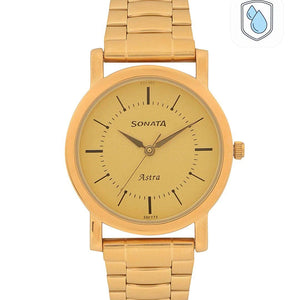 Sonata Analog Champagne Dial Men's Watch - 77049YM01 - KRISHNA WATCH COMPANY