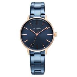 Titan TGIF Quartz Analog Blue Dial Blue Stainless Steel Strap Watch for Women - 95248KM02 - KRISHNA WATCH COMPANY