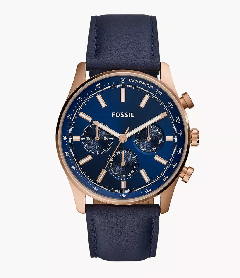 Fossil Sullivan Multifunction Navy Leather Watch - BQ2449 - KRISHNA WATCH COMPANY