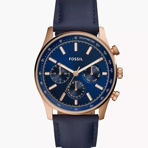 Fossil Sullivan Multifunction Navy Leather Watch - BQ2449 - KRISHNA WATCH COMPANY