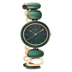Titan Raga Ceramics Green Dial Analog Watch for Women - 95146KD02 - KRISHNA WATCH COMPANY