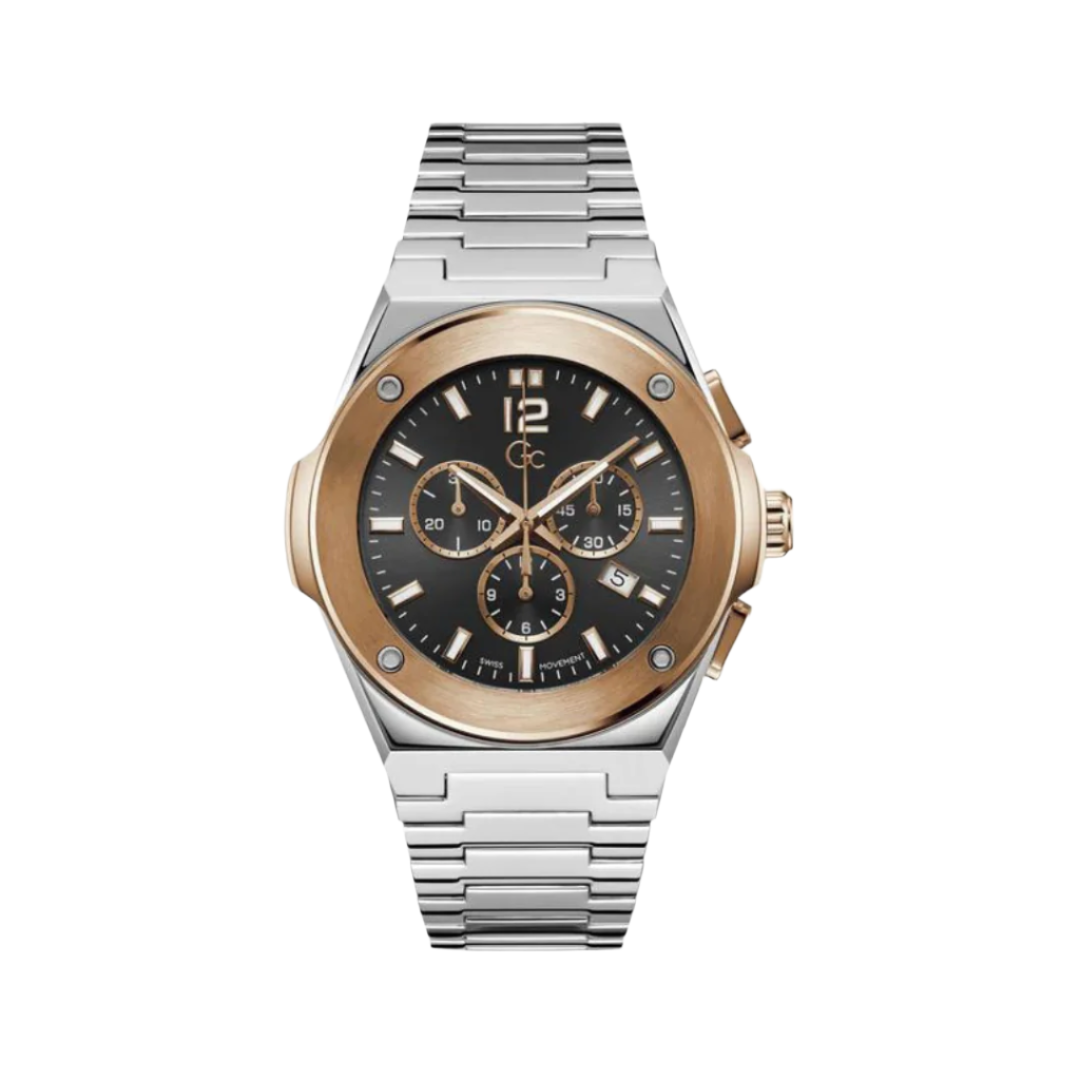Gc Male Black Chronograph Stainless Steel Watch Z33002G2MF