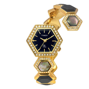 Timex Fria Women Black Hexagon Dial Analog Watch - TWEL17900 - KRISHNA WATCH COMPANY
