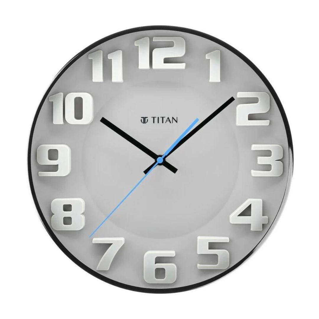 Metallic Wall Clock - Moulded Dial with solid numbers - W0008MA01