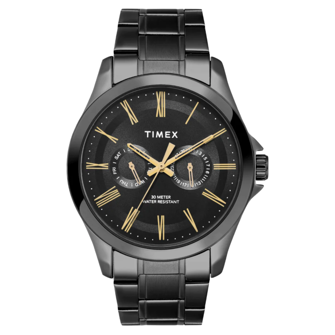 Timex Men Black Round Analog Dial Watch- TW000X135