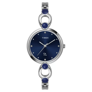 Timex Fria Women Blue Dial Round Analog Brass Dial Watch TWEL18100 - KRISHNA WATCH COMPANY