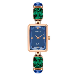Timex Fria Women's Blue Dial Rectangular Case 2 Hands Function Watch TWEL16902 - KRISHNA WATCH COMPANY