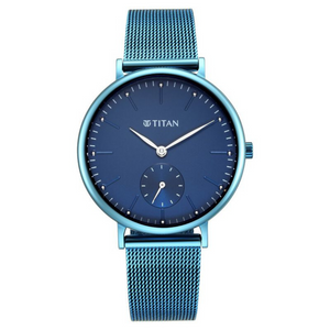 Titan Slimline Blue Dial Analog Stainless Steel Strap watch for Women 95142QM01 - KRISHNA WATCH COMPANY