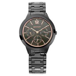 Titan Workwear Anthracite Dial Analog with Day and Date Stainless Steel Strap Watch for Women 2588NM01 - KRISHNA WATCH COMPANY